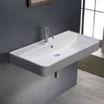 CeraStyle 078800-U Rectangle White Ceramic Wall Mounted or Drop In Sink
